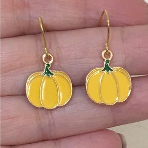 Halloween ￼yellow Pumpkin Dangle Earrings